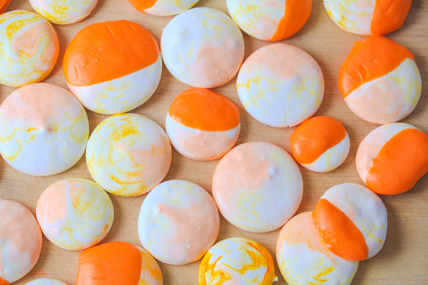 Candy Corn Meringue Cookies