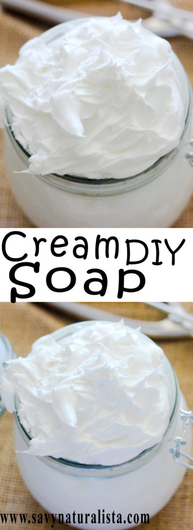 Four ingredients that can be found and your local store. No LYE! Easy homemade cream soap. The recipe you have been waiting for! #skincare #diy #beauty #soap #shundara #whipsoap #savvynaturalista #creamsoapDIY